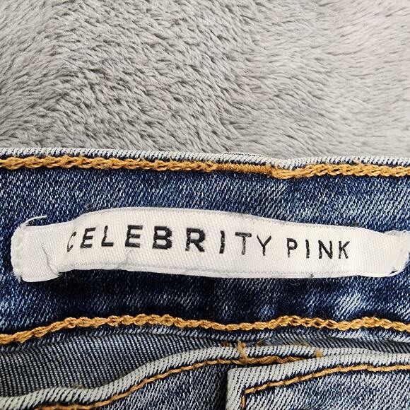 NEW Celebrity Pink Jeans Womens 21/35 Juniors Blue High Rise Flare Distressed - Picture 9 of 16
